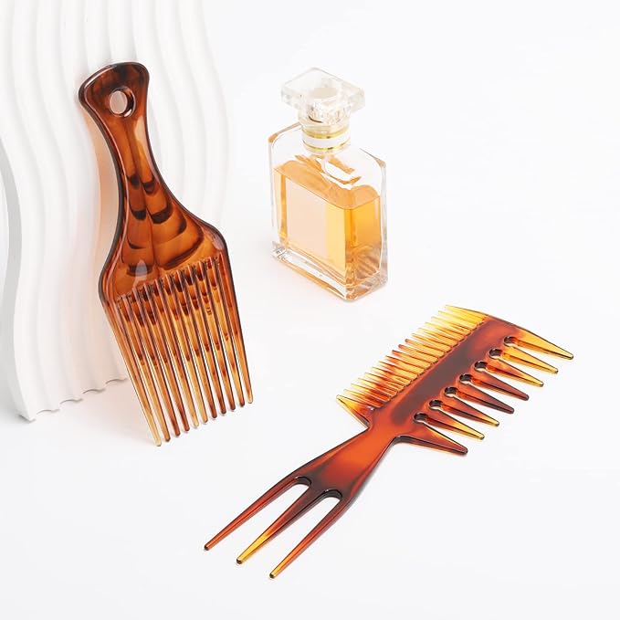 Tbestmax 2 Pcs Hair Comb Styling Set Tail Combs Afro Pick Pik Brushes African American Hair Brush Barber