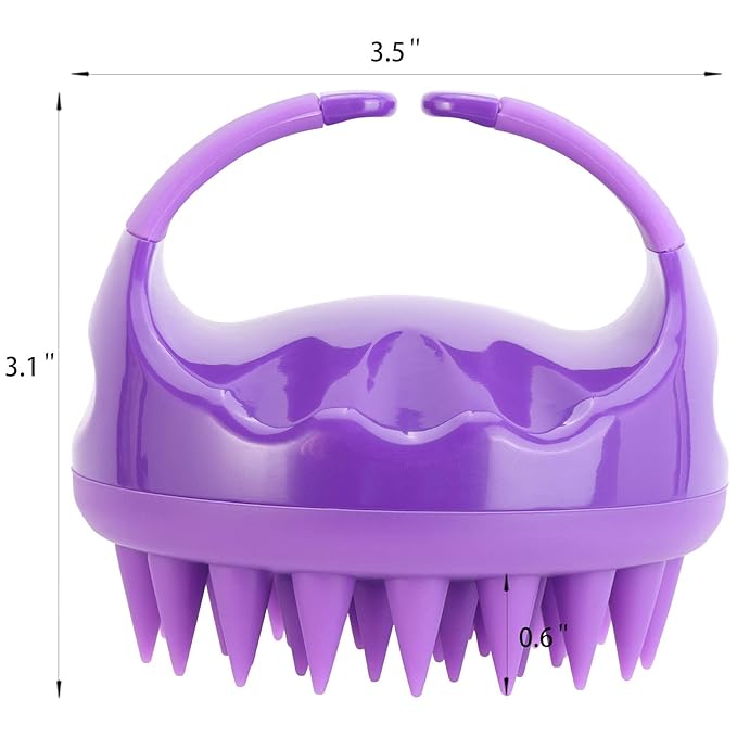 BTYMS Silicone Scalp Scrubber Hair Shampoo Brush, Head Scrubber Hair Wash Brush Cleansing Dandruff Brush - Purple