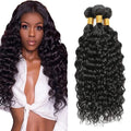 Bundles Human Hair Color 1B Water Wave Bundle Niegmeag Peruvian Virgin Soft and Silky Remy Hair 3 Bundles 24 26 28 Inch Double Weft Natural Black Bundle Hair Weave