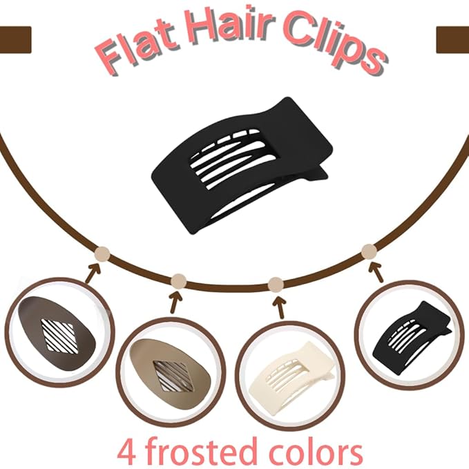 Flat Hair Clips,4PCS French Flat Hair Claw Clips for Women, Large Matte No-Slip Hair Clip, Duckbill Hair Clips for Thick and Thin Hair Strong Styling Hold Accessory