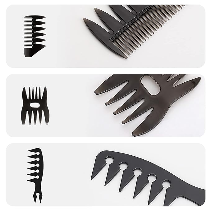Tbestmax 6 Pcs Hair Comb Styling Set Tail Combs Afro Pick Pik Brushes African American Hair Brush Barber Black
