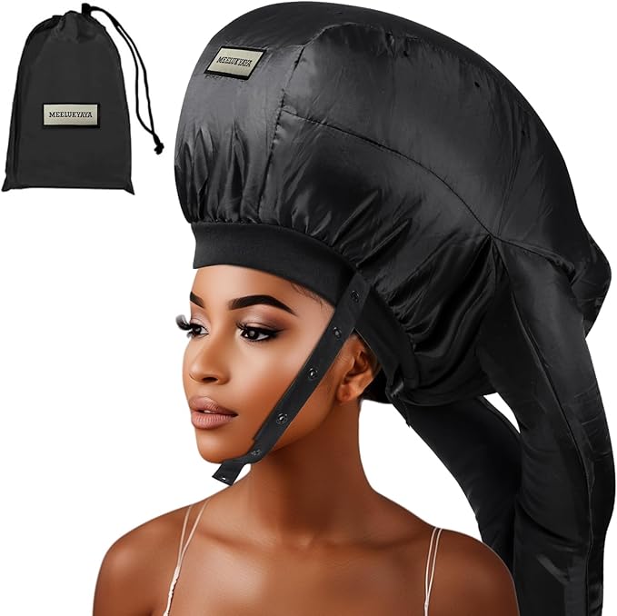Hooded Hair Dryer Bonnet,Upgraded Dual-Tubes Even Heat Blow,Hands Free Drying for Thick or Curly Hair, Deep Conditioning at Home,Portable&Universal Diffuser Attachment Cap(Size L)