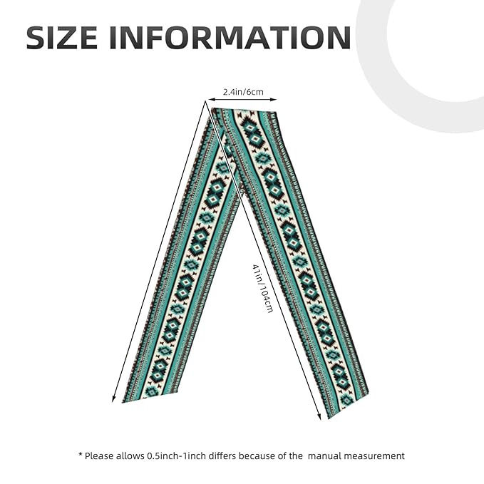Men Women Beauty Skinny Sports Sweatbands Head Accessories for Running Fitness Shower, Long Multi Style Teal Turquoise Tribal Navajo Aztec Geometric Ethnic Pattern Head Ribbon Headwear