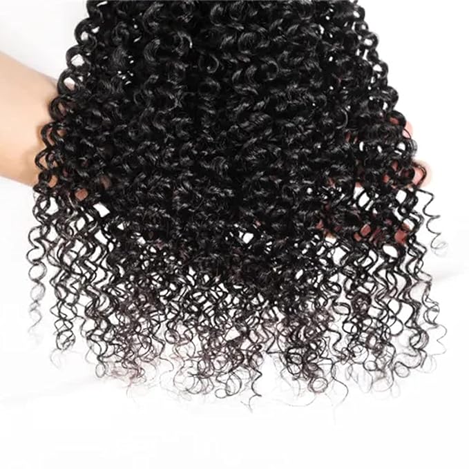 Human Hair Bundles Natural Black Kinky Curly Bundles 14 Inch Grade 8A Brazilian Virgin Remy Hair Extensions Double Weft Real Color 1B Hair Weave