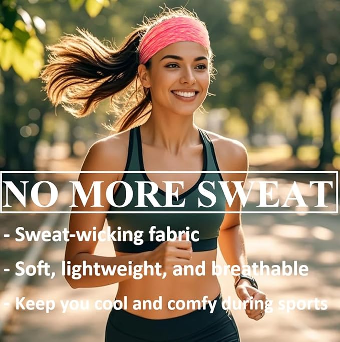 TERSE Sweat Bands Headbands for Women: Workout Headbands for Women Non Slip, Sweatbands for Sports Yoga Running