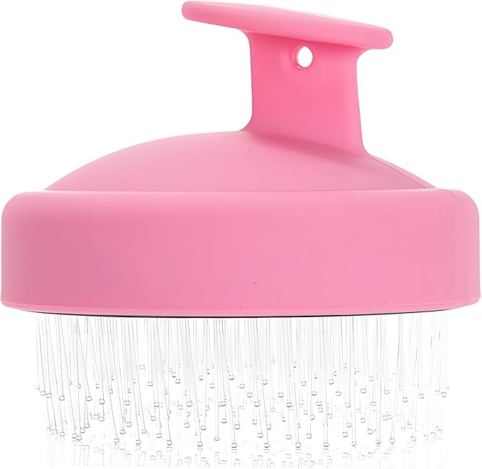 Portable Travel Scalp Cleansing Brush - Dual-Use Dry/Wet Exfoliator Removes Dandruff&Buildup,Suitable for Both Men&Women.Pink