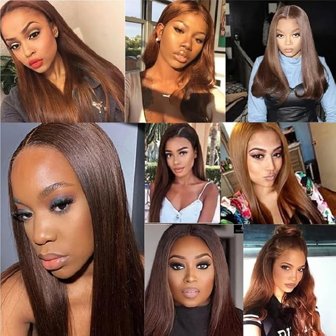30 32 34 Inch Color 4 Bundles Human Hair Dark Brown Straight Bundles Niegmeag Brazilian Virgin Remy Hair Extensions Double Weft Soft and Silky Chocolate Brown Straight Bundle 150g