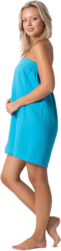Turkish Linen Women’s Waffle Spa Body Wrap with Adjustable Closure