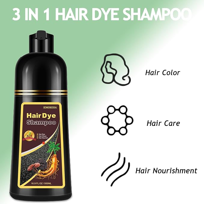 Natural Wine Red Hair Dye Shampoo for Gray Hair, 3-IN-1 Burgundy Hair Dye Shampoo, Red Hair Dye for Men Women Colors in Minutes, Easy to Use, Instant Hair Dye for All Hair Types（Wine red