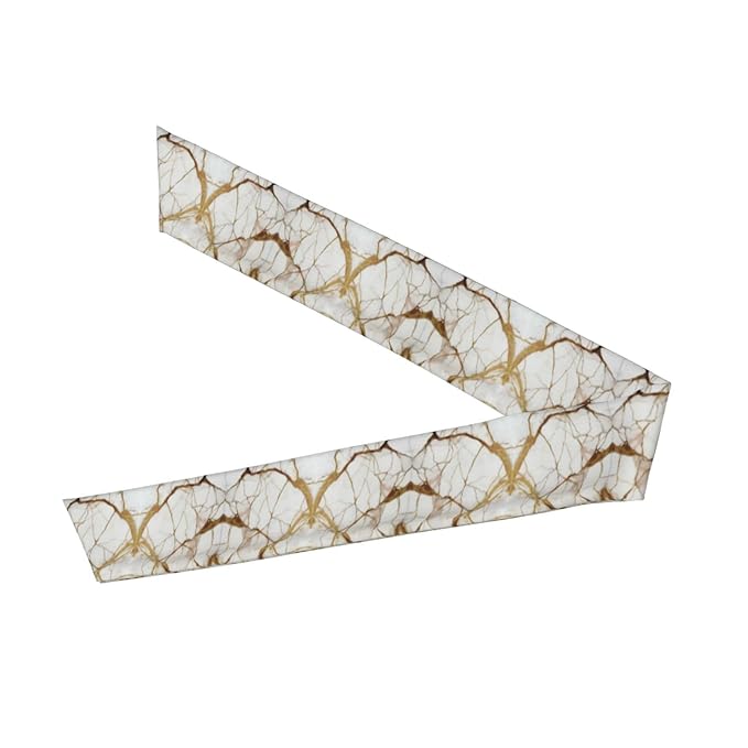 Men's Women Fashion Sports Sweatband Hand Decor for Running Fitness Spa, Long Multifunction Gold Marble Texture White Head Ribbon Headwear