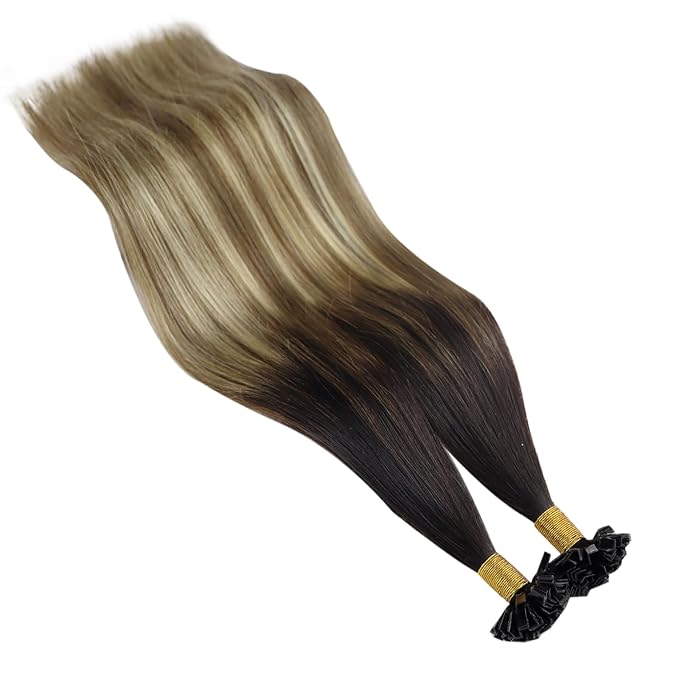 YoungSee K Tips Hair Extensions Brown Balayage K Tip Hair Extensions Remy Human Hair for Women Ombre Brown to Blonde 22In 1g/s 50g