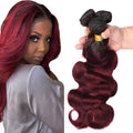 24 26 28 Inch Ombre Bundles Human Hair 99j Body Wave Bundles 2 Tone Black and Red Body Wave Bundle Niegmeag Brazilian Virgin Soft and Silky Remy Hair Extensions 300g