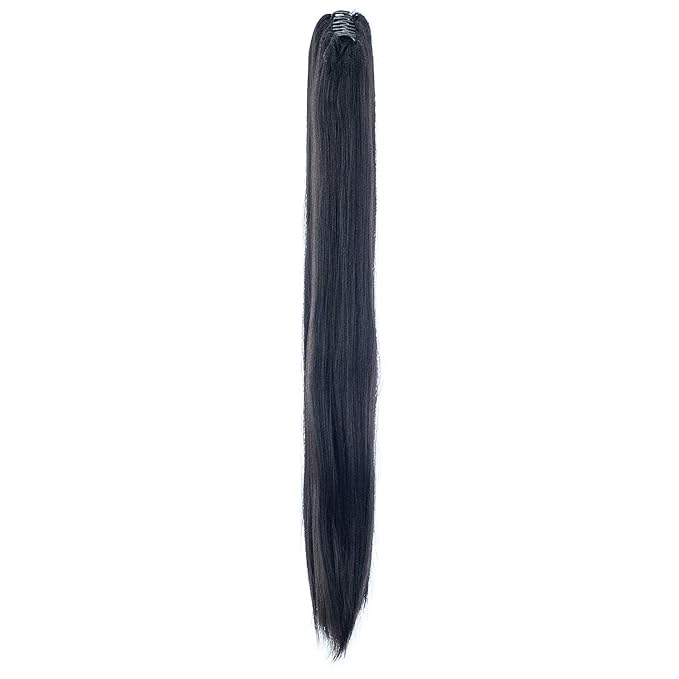 SWACC 28-Inch Long Straight Claw Clip Ponytail Extensions Synthetic Hair Extensions Ponytail Jaw Clip Hair Pieces for Women (Dark Brown-4#)
