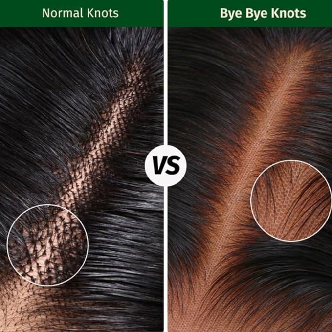 KLAIYI Bye Bye Knots Glueles Highlight Blonde Body Wave Wig Human Hair Precut 7x5 HD Lace Front Wig Pre Plucked Pre Bleached Ombre Wig with Dark Roots Chocolate Brown Wig 16Inch