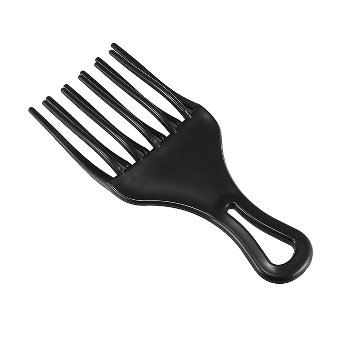 VOCOSTE Afro Pick Comb Small Fork, Hairdressing Styling Tool for Curly Hair for Men Women, Plastic, Black