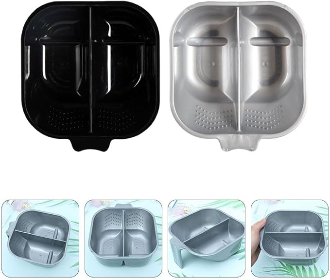 FRCOLOR Double Hair Dye Mixing Bowls with Handle 6.8 Inch Dual Compartment Hair Color Bowls for Salon and Home Use Coloring Tools