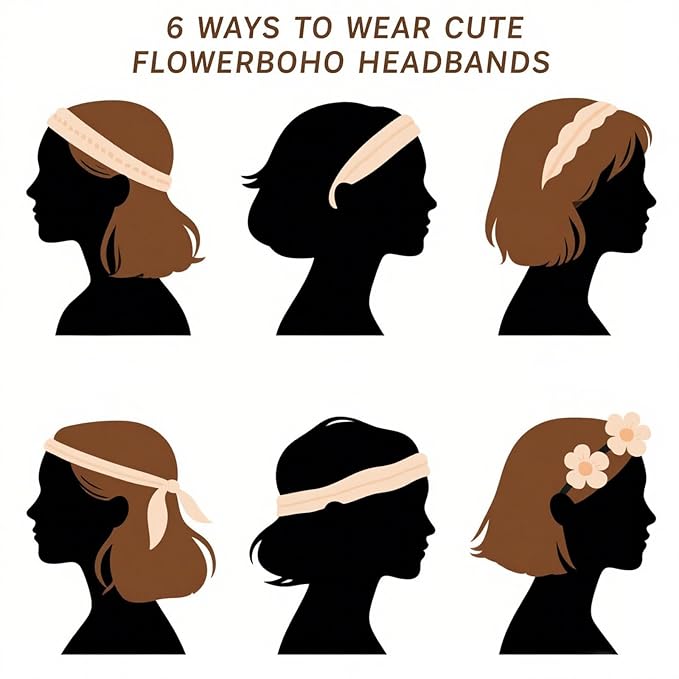 3 Pack Headbands for Women - Short Hair Bandana Headbands, Non Slip Elastic Sweat Hairbands, Soft Fabric Hair Wraps for Girls - Suitable for Workout, Yoga, Running & Sport