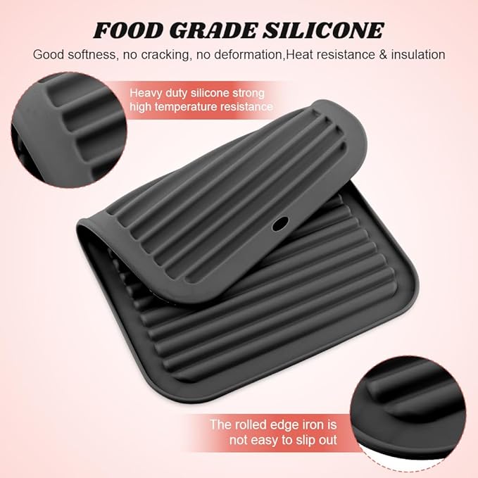 Heat Resistant Silicone Mat for Hair Tools: Curling Iron, Flat Iron, Hair Straightener - Portable Hair Styling Pad Cover(Black)