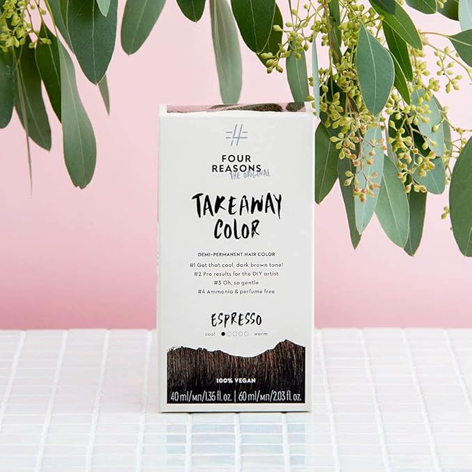 Four Reasons Original Takeaway Color - Espresso – 4.1 Cool dark brown - Demi-Permanent Hair Color - Ammonia-Free and Fragrance-Free Hair Dye - 100% Vegan & Cruelty Free