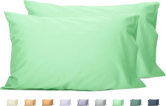 Sunflower Queen Pillowcases Set of 2, 100% Cotton Queen Size Pillow Cases 2, 20×30 inches Green Ash, Soft and Breathable
