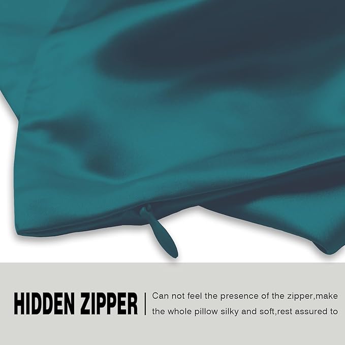 Mulberry Silk Pillow Cases for Hair and Skin King Size Silk Pillowcase with Zipper Soft Breathable Smooth Cooling Satin Silk Pillow Covers for Sleeping (Teal,20"X 36",1Pcs)