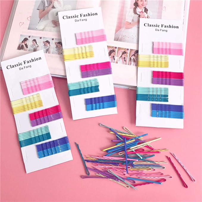 WHITEBRIDGE 50pcs Simple Colorful Rainbow Hair Bobby Pins Metallic Barrettes Hair Clips for Women Girls - Metallic Gradient Colorful Shiny Hairpins Bobby Pins Set