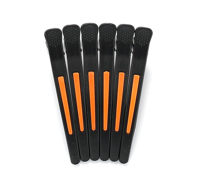 6Pcs/set Pinup Plastic Duck Bill Hair Clips for Sectioning Hair - Professional Non Slip Silicone band Clips Salon DIY Accessories Hairpins Hairgrip for Women(Blcak-Style2)