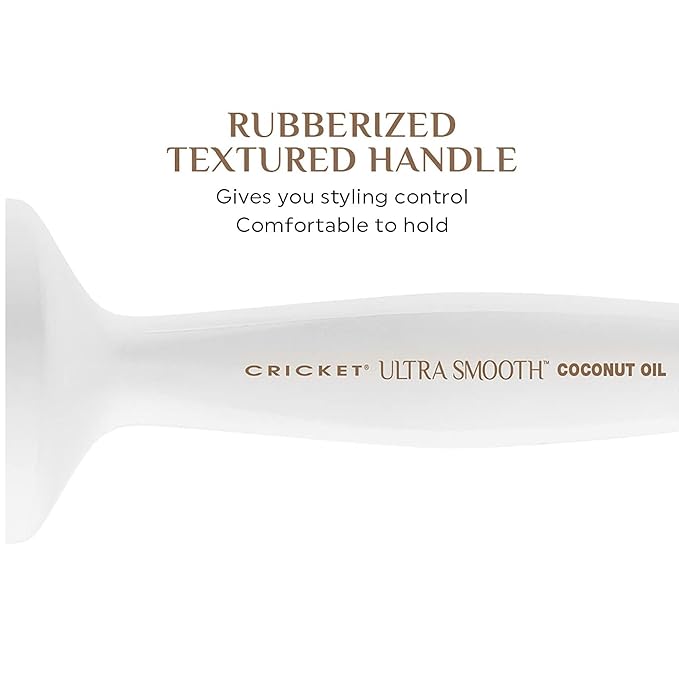 Cricket Ultra Smooth Coconut Thermal Hair Brush – 2.5” Ceramic Barrel, Coconut Oil and Keratin-Infused, Anti-Static Heat-Resistant Bristles, Textured Handle for Styling All Hair Types