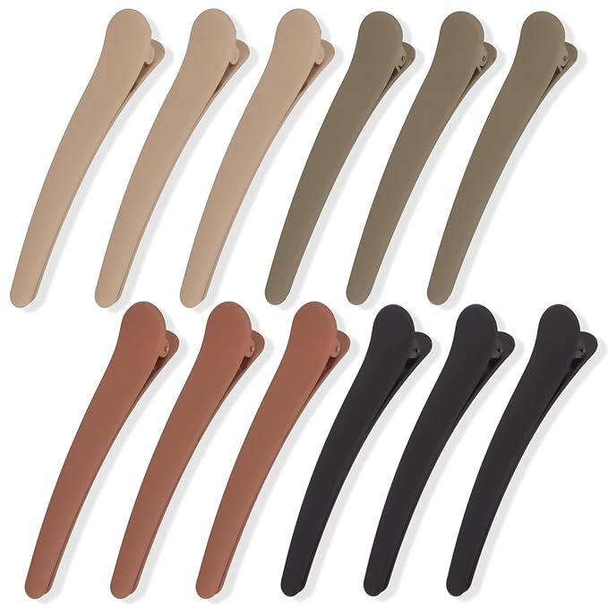 12 Pcs Hair Clips for Styling Sectioning, YISSION 4.7 Inch Large Alligator Hair Clips Hair Barrettes No Crease Duck Billed Hair Clip, Hair Styling Accessories for Women Girls (Neutral Colors)