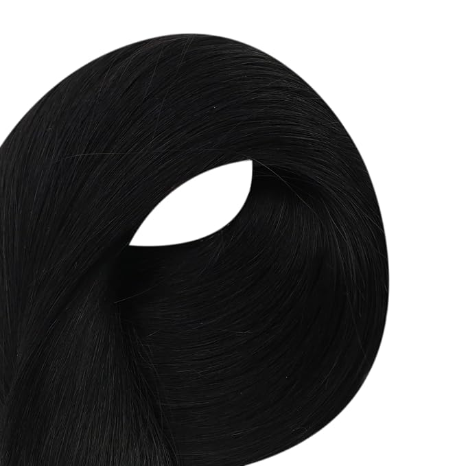 Full Shine Tape Hair Extensions Real Human Hair Color Jet Black Invisible Tape in Hair Extensions Human Hair 14Inch Soft Straight Human Hair Extensions Tape in 20Pcs 50Grams Add Volume