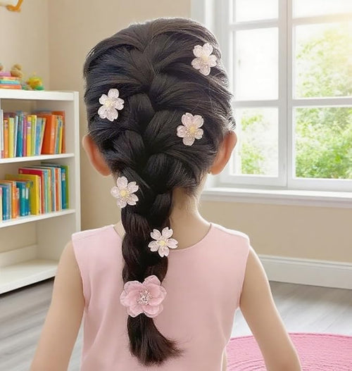 15PCS cherry blossom hair clip & 3PCSCamellia Flower y2k Hair Clips Set - Pink Blue Yellow Hard Floral Barrettes, Birthday Accessories Cute Flower Hair Clip for Toddler/Kids Girls