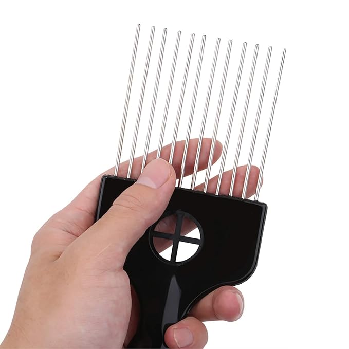 2 Pack Afro Comb and Metal Wig Detangler - Braid Styling Comb for Detangling and Styling Hair, Hair Pick