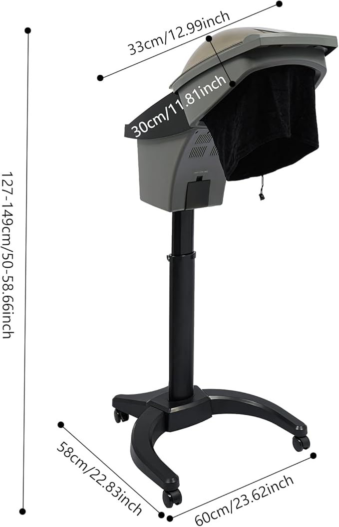 Professional Standing Hair Steamer 700W, Multi-Function Household Hair Salon Steamer with Hair Care Hood, 50-58.66in Adjustable Height, 7-Color Light for for Home, Beauty Salon Spa Equipment (Black)
