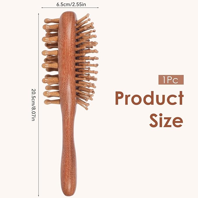 Loc Brush for Dreads Natural Wood Hair Brush Wooden Scalp Massager Loc Comb Wooden Hair Brushes Scalp Comb Detangling, ScalpCare & Frizz Control