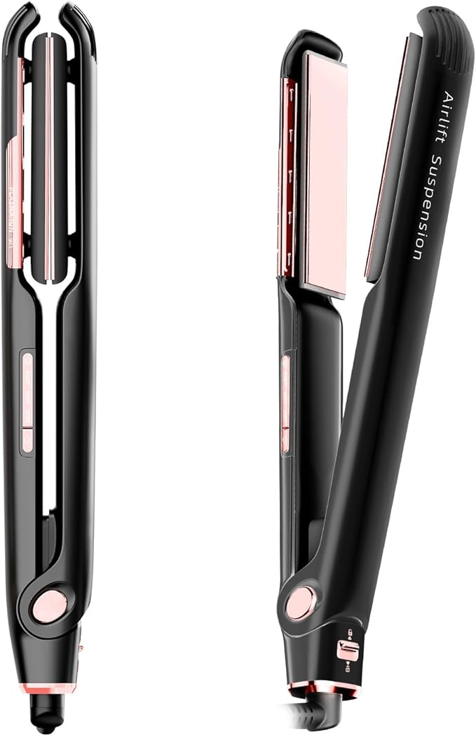 RUCHA Air Suspended Hair Straightener, 30s Fast Heating & Plasma Ionic Technology, Ceramic Flat Iron 1 Inch with Floating Plates, 2 in 1 Straightener and Curler, Frizz Control for All Hair Types