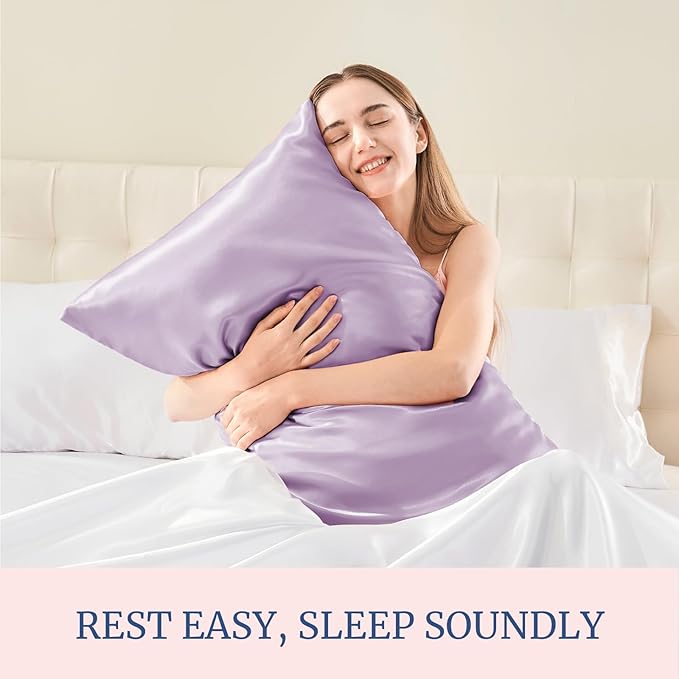 BEDELITE Satin Pillowcase for Hair and Skin, Super Soft and Cooling Similar to Silk Pillow Cases 2 Pack with Envelope Closure, Gift for Women Men(13"x18" Toddler Size, Lavender)