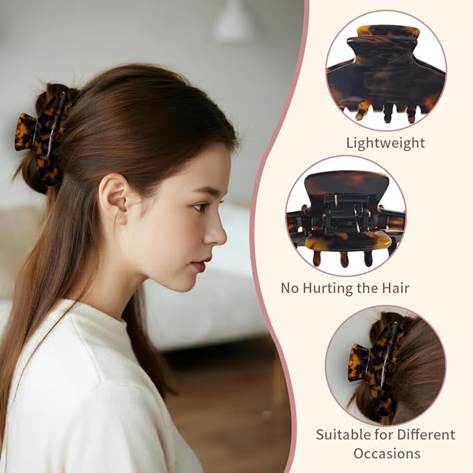 French Hair Claw Clips for Women Grils,4 Inch Strong Hold No Slip Grip Accessories Acetate Material,Not Easily Damaged,Thick or Thin Hair (Tortoiseshell)