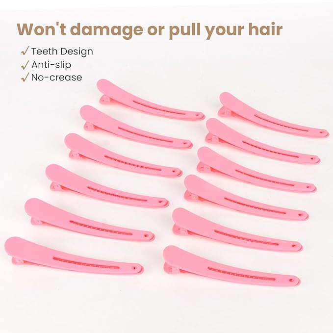 12 Pcs Pink Hair Clips for Styling Sectioning, YISSION 4.7 Inch Large Alligator Hair Clips Hair Barrettes No Crease Duck Billed Hair Clip, Hair Styling Accessories for Women Girls