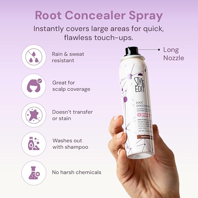 Style Edit Auburn/Red Root Concealer Touch Up Spray - Instantly Covers Greys And Roots - Professional Salon Quality Grays Cover Up Hair Products for Women Auburn Red 2 Ounce (Pack of 3)