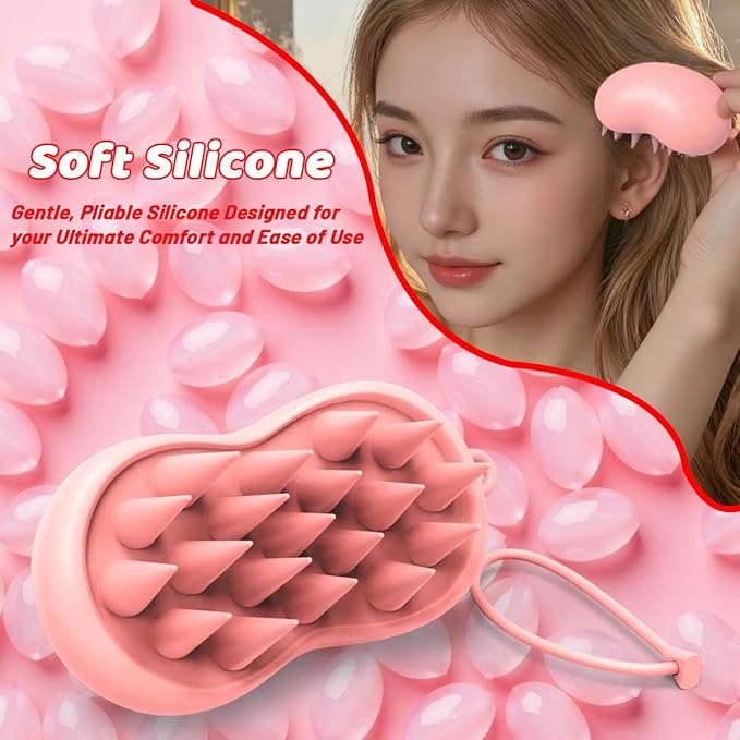 Silicone Scalp Massager Shampoo Brush – Ergonomic, Waterproof Scalp Scrubber for Hair Growth & Dandruff Removal – Ideal for Wet & Dry Hair Care