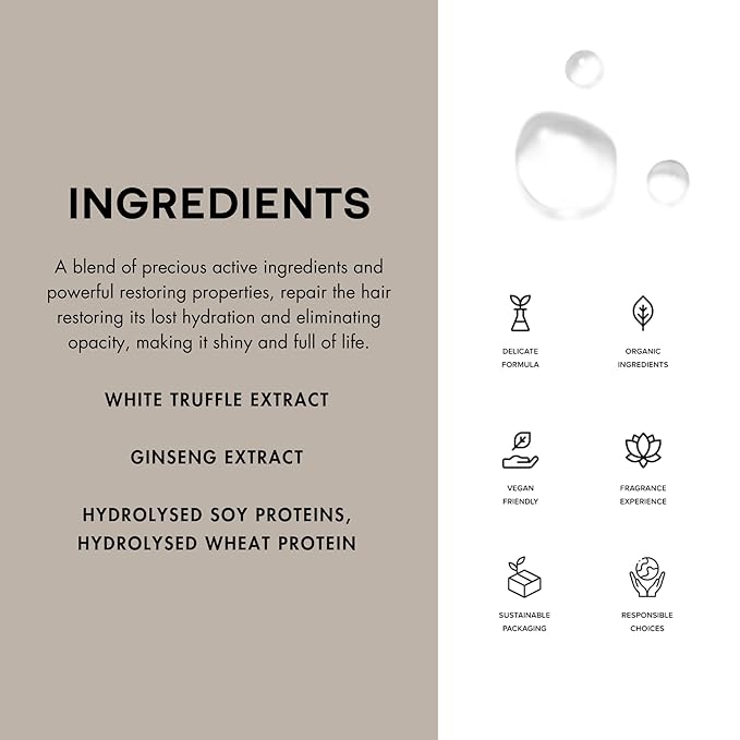 PREVIA Hydrating Leave-in Conditioner Spray with White Truffle Extract - Reconstructive Biphasic Detangling Treatment for Damaged, Dry, and Brittle Hair - Tames Frizz & Controls Static 3.3 Floz