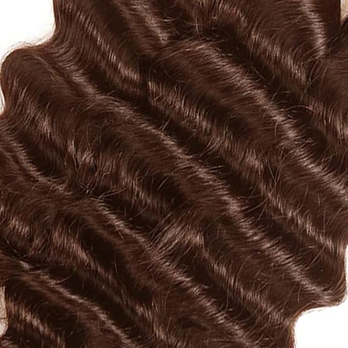 Chocolate Deep Wave Bundles Human Hair Color 4 Bundles Peruvian Grade 8A Virgin Remy Hair Mixed Length 3 Bundles 16 18 20 Inch Double Weft Hair Weave