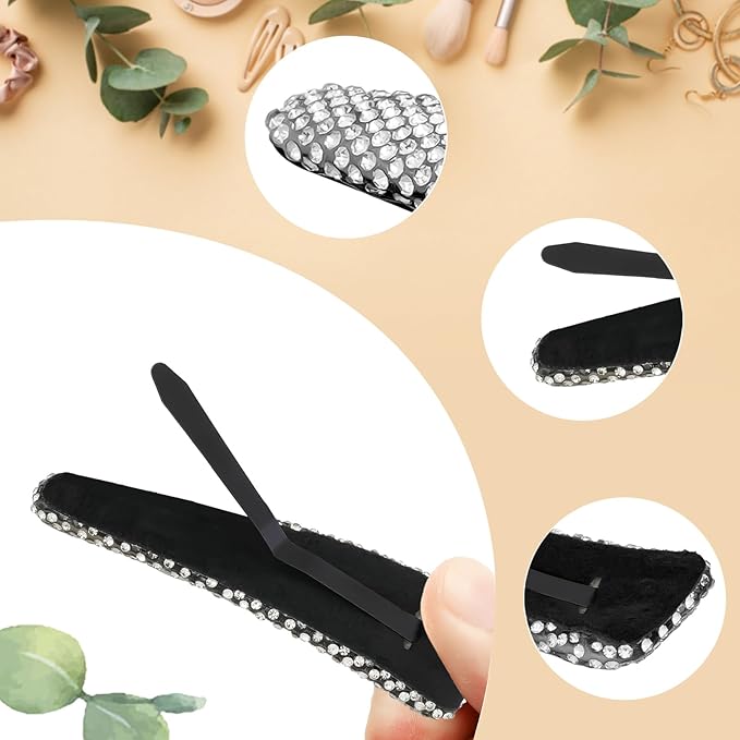 2PCS Rhinestone Hair Clips,Snap Hair Accessories,Decorative Hair Clips,Rhinestone Barrettes For Women Girls(SET17)