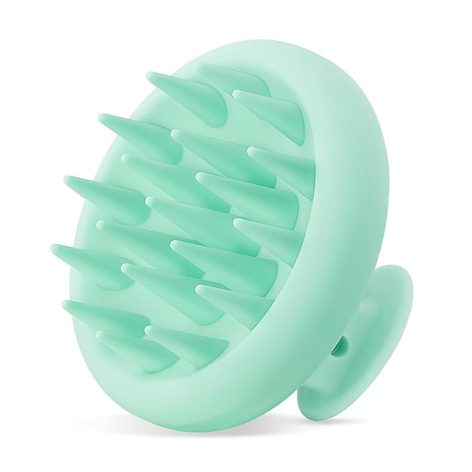 HEETA Scalp Massager Hair Growth, Scalp Scrubber with Soft Bristles, Integrated Silicone Design, Scalp Exfoliator for Dandruff Removal & Relax Scalp, Shampoo Brush Fit Wet Dry Hair Use, Light Green