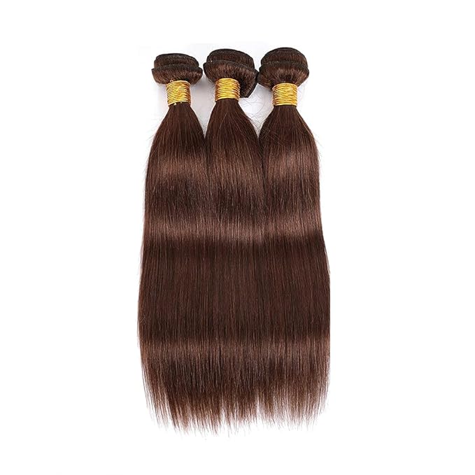 28 30 32 Inch Color 4 Bundles Human Hair Dark Brown Straight Bundles Niegmeag Brazilian Virgin Remy Hair Extensions Double Weft Soft and Silky Chocolate Brown Straight Bundle 150g
