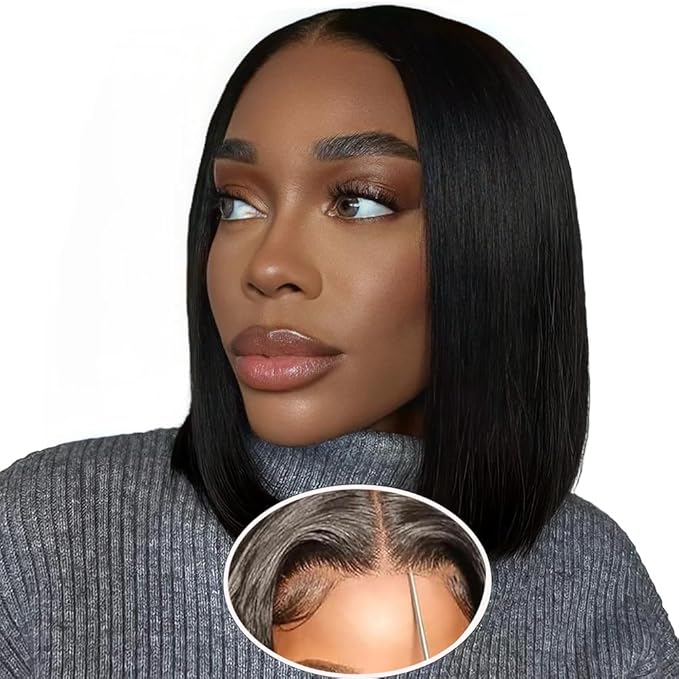 180% Density glueless wig 14 Inch bob wig human hair 4x6 HD Transparent glueless wigs human hair pre plucked pre cut Lace Front Wigs Human Hair for Women