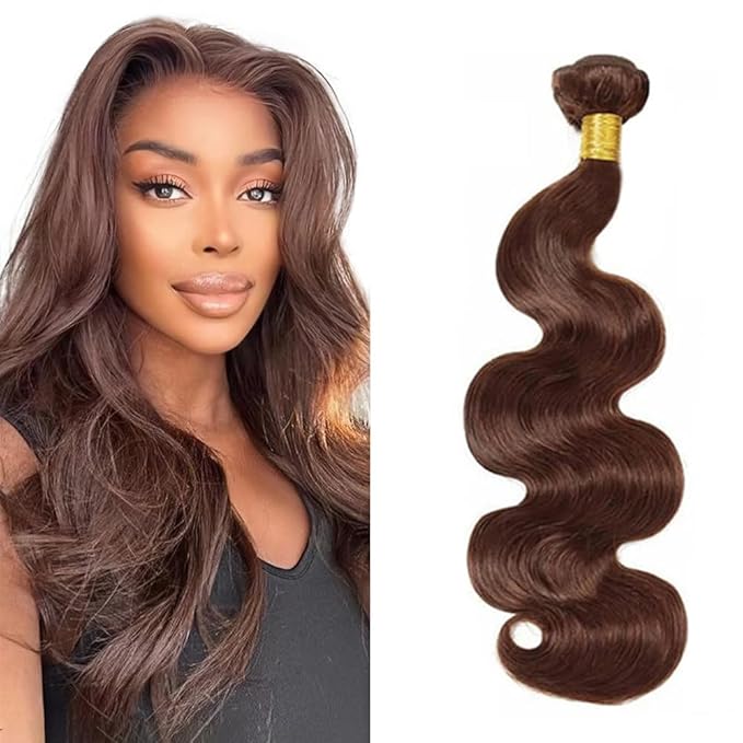 34 Inch Color 4 Bundles Human Hair Brown Body Wave Bundles Brazilian Virgin Soft and Silky Remy Hair Extensions Niegmeag Chocolate Brown Body Wave Bundle 100g