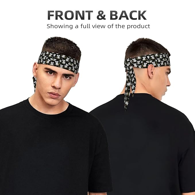 Men's Women Leaves Flowers Cartoon Koala Sports Sweatband Multipurpose Novelty Head Ribbon Headdress for Yoga Athletic Spa