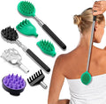 Back Scratcher Extendable with 6 Detachable Scratching Heads and Hair Scalp Massager for Itches Lotion Application Spa Adults Women Men Seniors The Disabled Baby Green