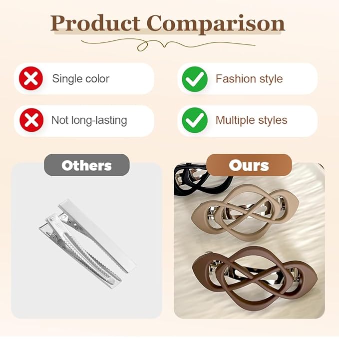 4 Pack Vintage French Barrette Hair Clips, 2026 New Hair Clip Accessories for Women, Strong Hold No Slip Styling (Style B)